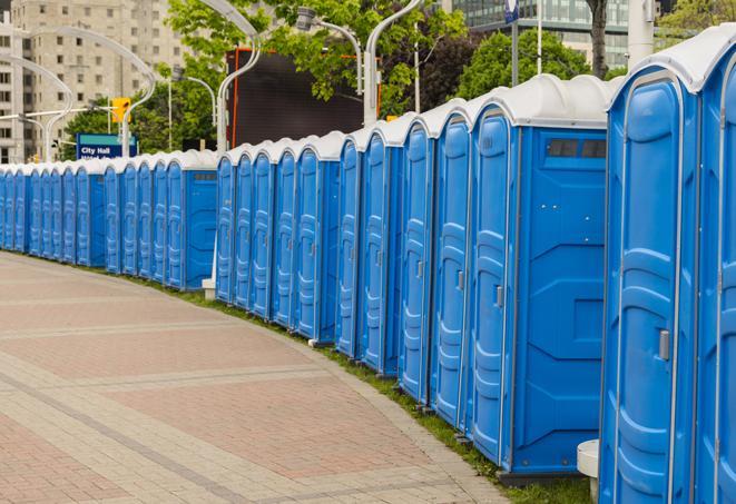 Seasonal porta potty units set up at a Hutchinson, Minnesota venue